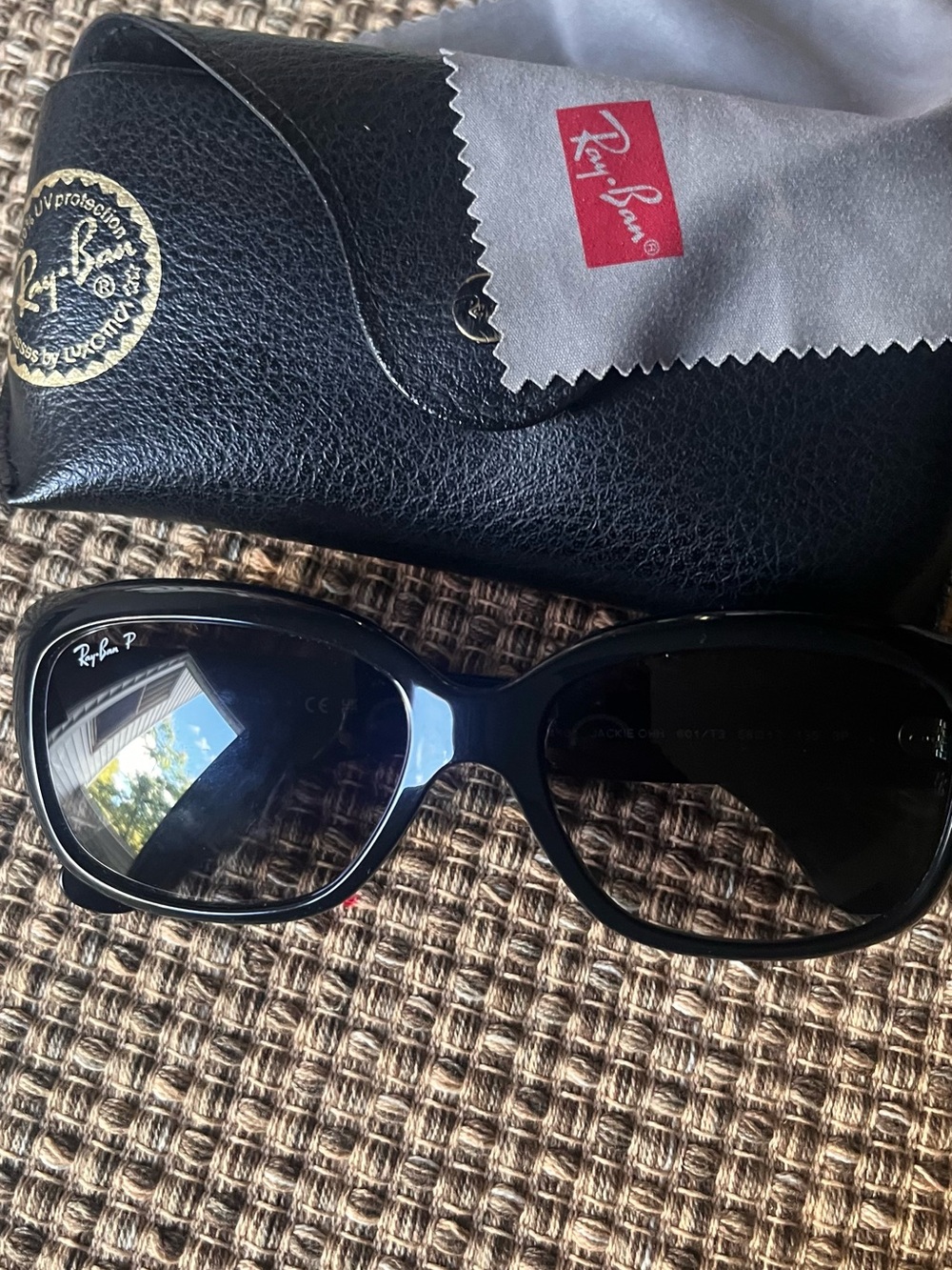 Ray-Ban Women’s Black Gloss Oversized Polarized Sunglasses